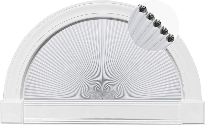 HOMEDEMO Arch Window Shade Blackout White,72" X 36",Half Moon Cellular Shades No Drill Easy Installation Blinds Half Circle Semicircular - Image 1